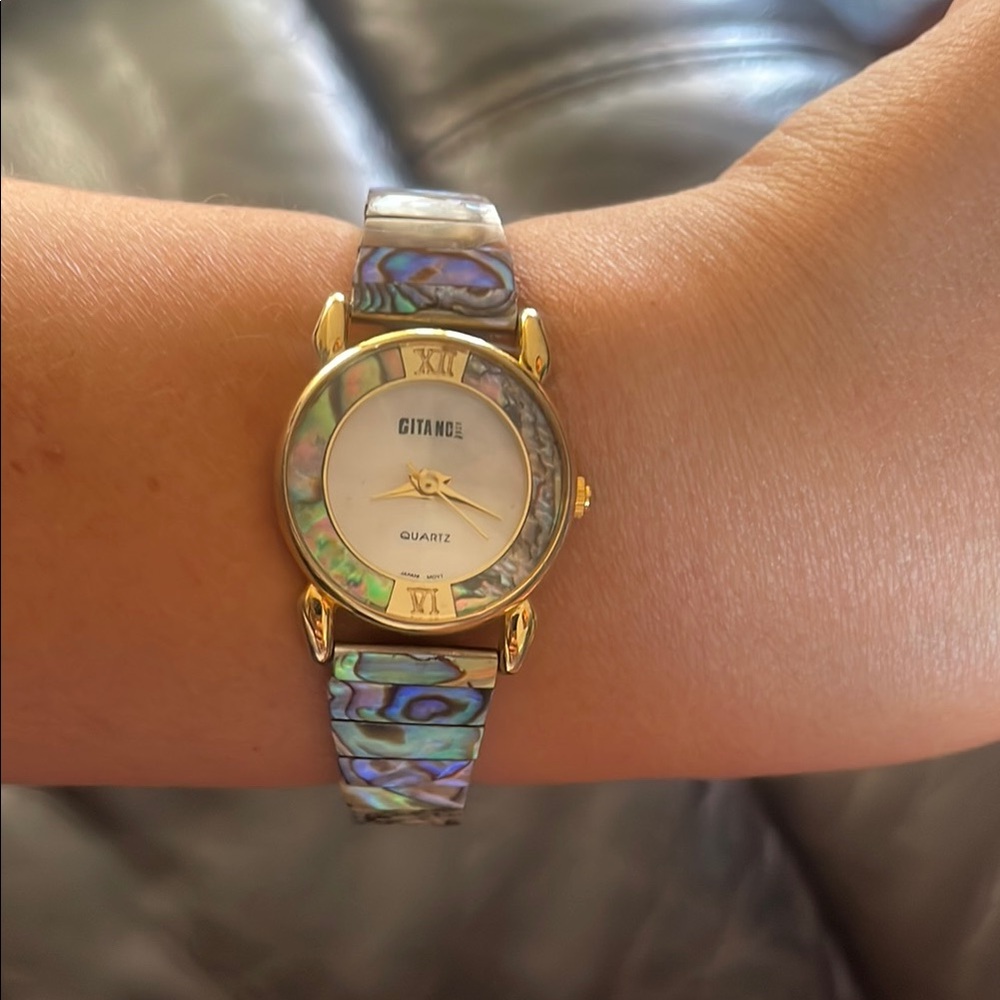 Gitano Gold Watch with Abalone Design